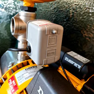 An already attached pressure switch found on Davey's horizontal multistage water pump that's being displayed in the Malaysian office as a showroom product.