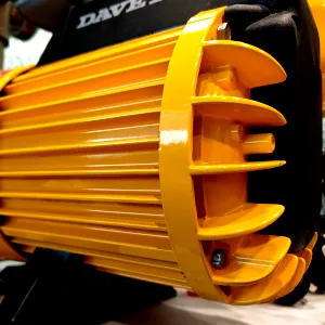 The rear end of Davey's Horizontal Multistage pump showing the signatured yellow coating that is Davey's branding as a layer of protection towards external abrasion and rust. Housing inside it is the important motor that turns the pump's shaft in order to pressure into the house. The HM series here is a display model found within Davey Malaysia for elaborative presentation means.