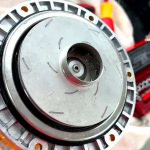 A near look-up of the staging body. This was taken before fitting into one of the Horizontal Multistage pumps in its assembly line. Found as its material is a durable 304 stainless steel which is a crucial alloy grade to be used against wet conditions. While storing the closed impeller and diffuser in-place, in the middle is an open hole that is designed to fit onto the mechanical shaft where the rotor would push to spin the impellers for water pressure needed.