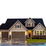 Front view of a 2 storey house with a driveway and a garage to signify this arrangement is for water pump for household.