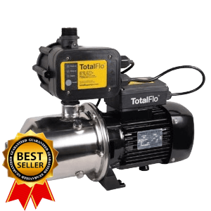 Front view of Davey's TF117MS-18 variant of the TotalFlo water pump series. In Malaysia, this household pump is among the best sellers found.