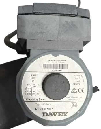 Davey-Circulator-Pump-Certification-Display-Stamped-On-TEFC-Motor