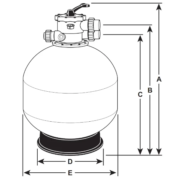 Davey CrystalClear ER Series Media Filter Dimensions