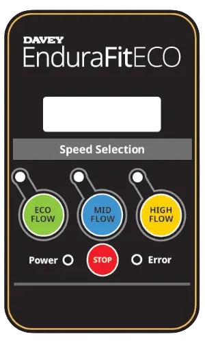 Davey EnduraFit Eco Swimming Pool Pump Speed Selection