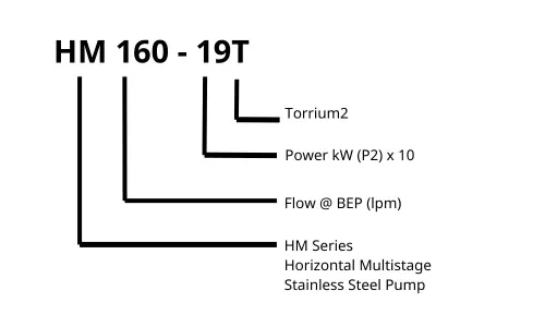 Davey HM160-19T Horizontal Multistage Water Pump With Torrium2 Method of Idenfitication