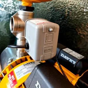 An already attached pressure switch found on Davey's horizontal multistage water pump that's being displayed in the Malaysian office as a showroom product.