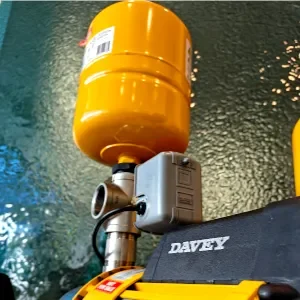A pressure tank attachment on one of Davey's Horizontal Multistage water pump that is being displayed within the Malaysian office as a showroom model.