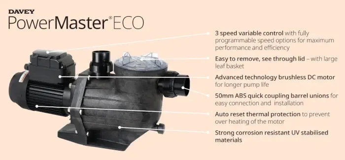 Davey PowerMaster Eco Swimming Pool Pump Removable Lid