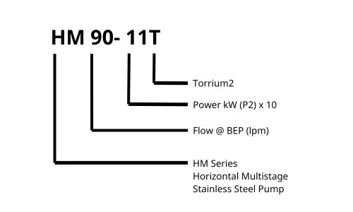 Method of Identification For Davey HM90-13T Horizontal Multistage Water Pump With Torrium2